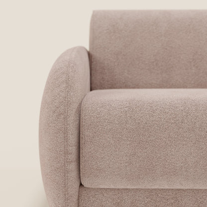 Giglio divano letto angolare con materasso alto 18 cm e penisola contenitore in morbido bouclé impermeabile T07 rosa 