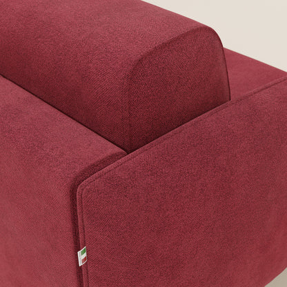 Giglio divano letto angolare con materasso alto 18 cm e penisola contenitore in morbido bouclé impermeabile T07 rosso 