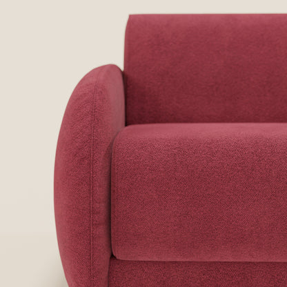 Giglio divano letto angolare con materasso alto 18 cm e penisola contenitore in morbido bouclé impermeabile T07 rosso 