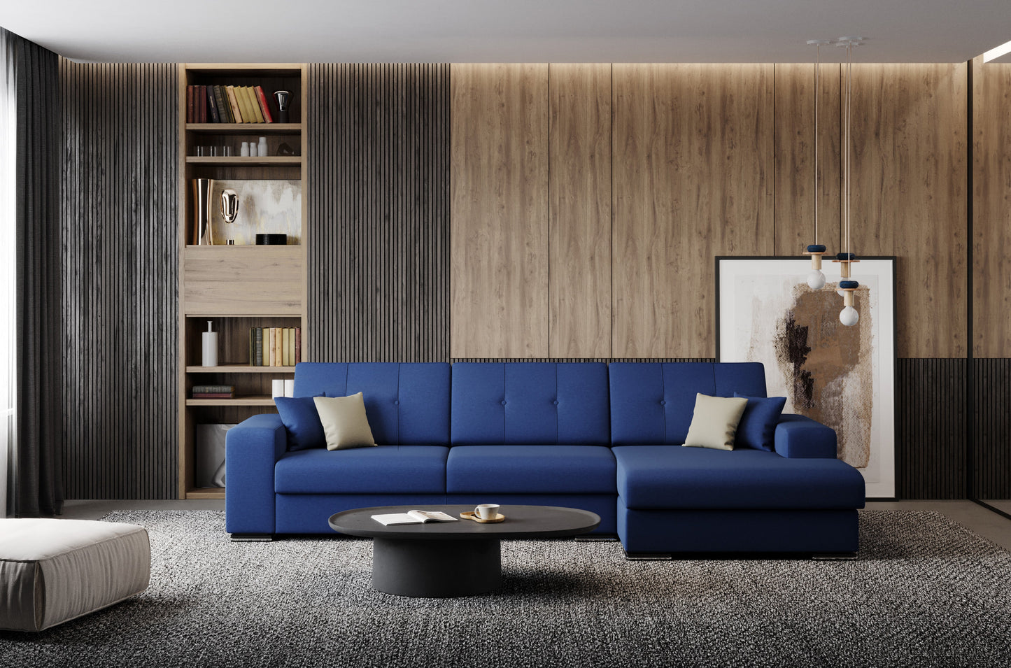 GIOVE Divano angolare Sinistro 293 cm 5 posti in tessuto impermeabile T02 BEIGE