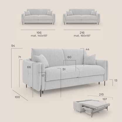 Gregory Divano letto con materasso h18 cm in microfibra effetto velluto impermeabile T09 panna 
