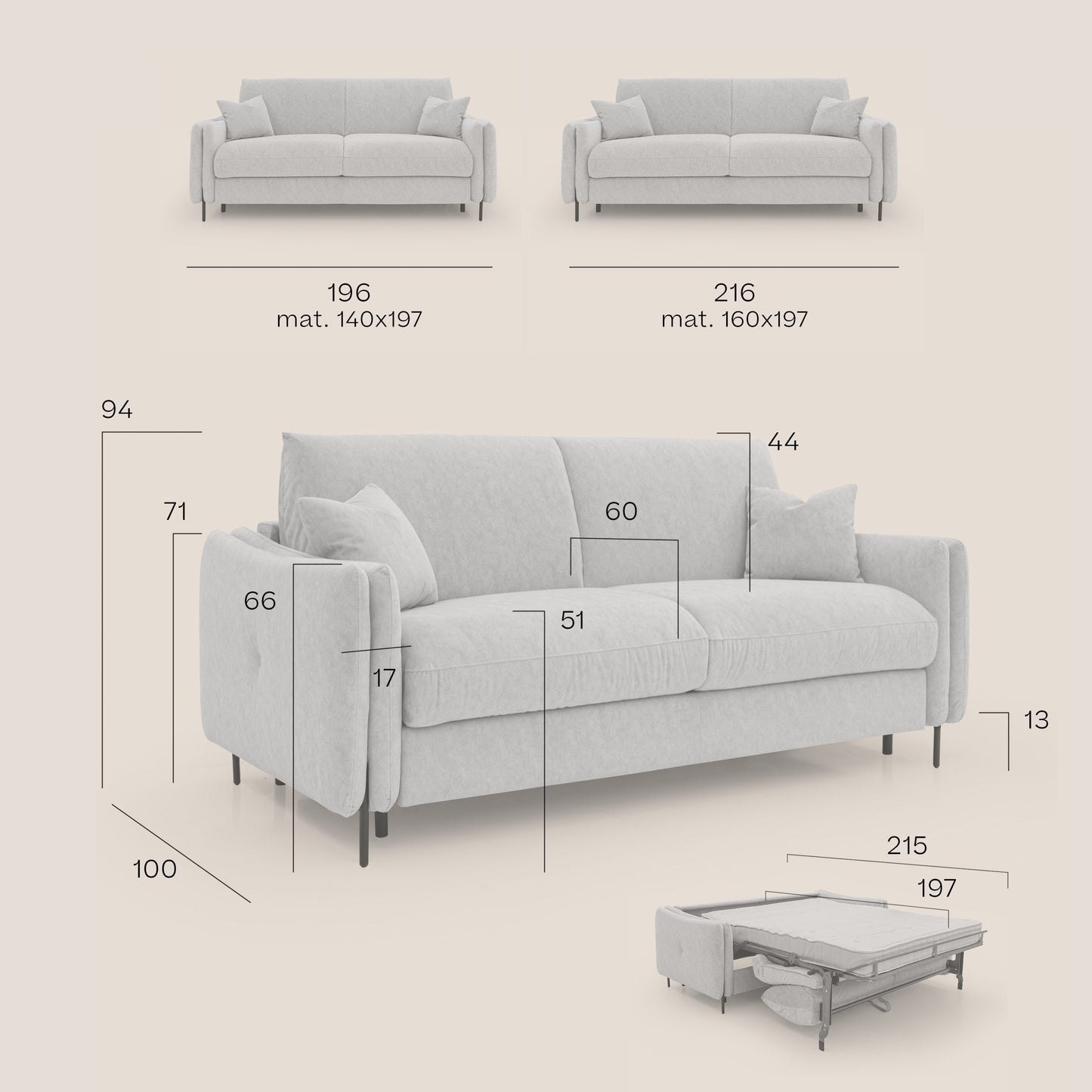 Gregory Divano letto con materasso h18 cm in microfibra effetto velluto impermeabile T09 marrone 