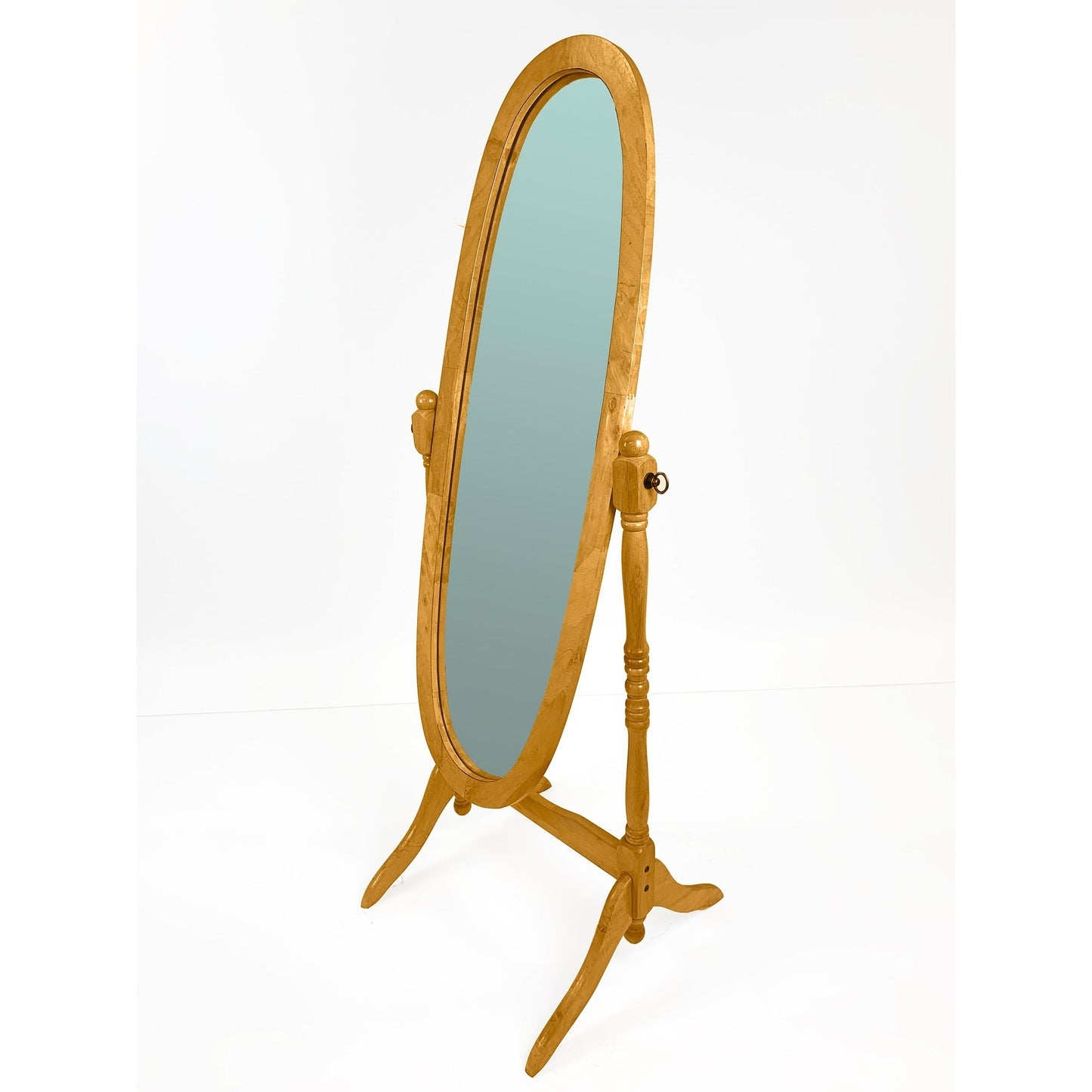 GTU Furniture Swivel Adjustable Full-Length Standing Oval Wood Cheval Floor Mirror