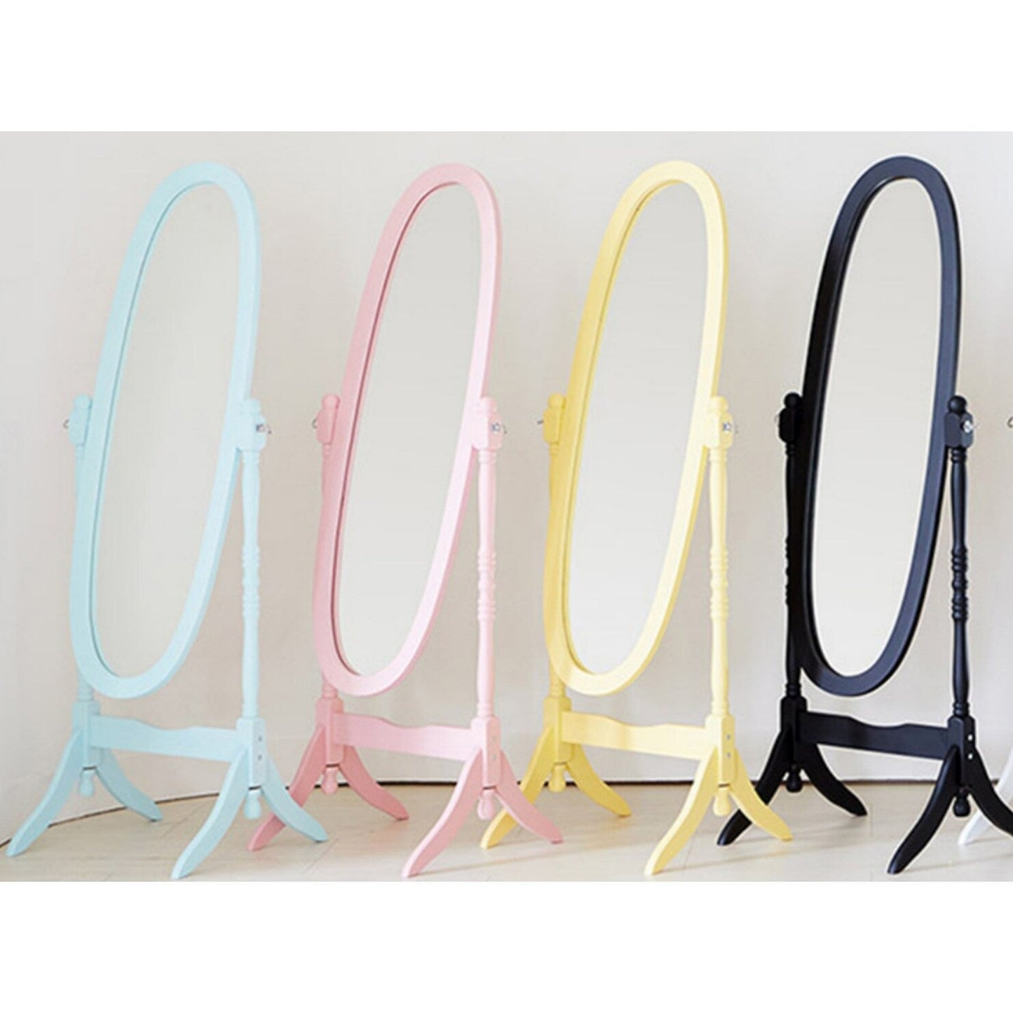 GTU Furniture Swivel Adjustable Full-Length Standing Oval Wood Cheval Floor Mirror