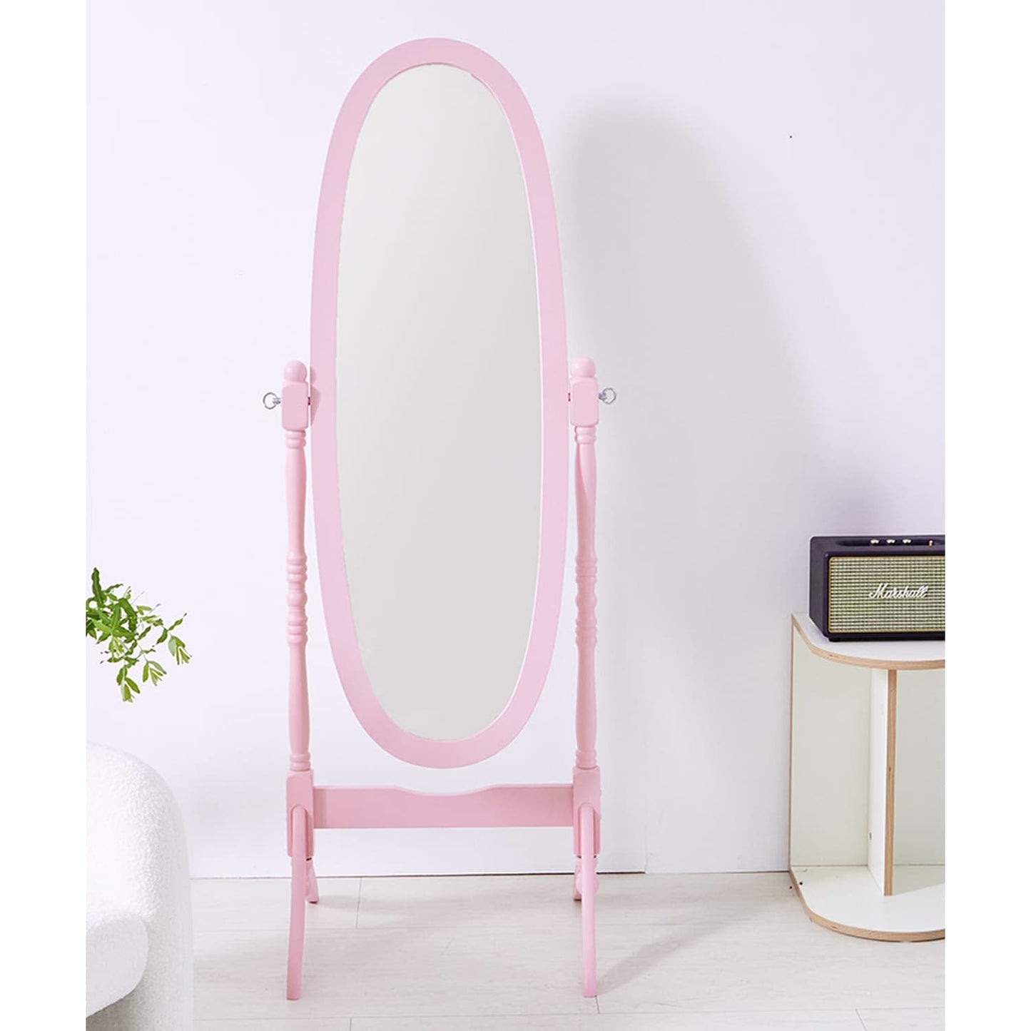 GTU Furniture Swivel Adjustable Full-Length Standing Oval Wood Cheval Floor Mirror