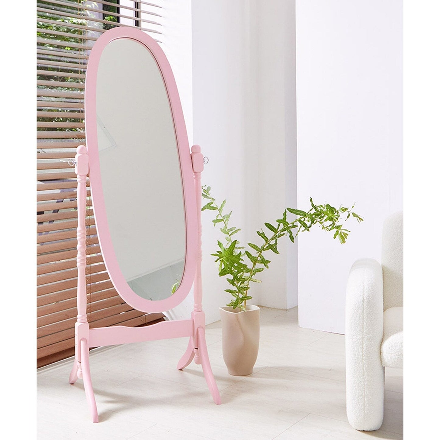 GTU Furniture Swivel Adjustable Full-Length Standing Oval Wood Cheval Floor Mirror