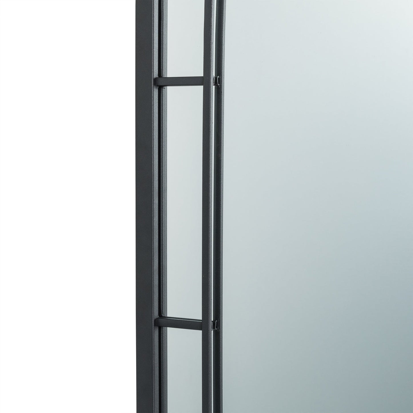 Glitzhome Modern Round/ Arched Black Metal Glass Wall Mounted Mirror Indoor Decor