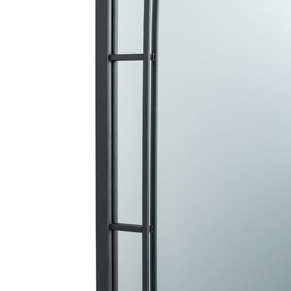 Glitzhome Modern Round/ Arched Black Metal Glass Wall Mounted Mirror Indoor Decor