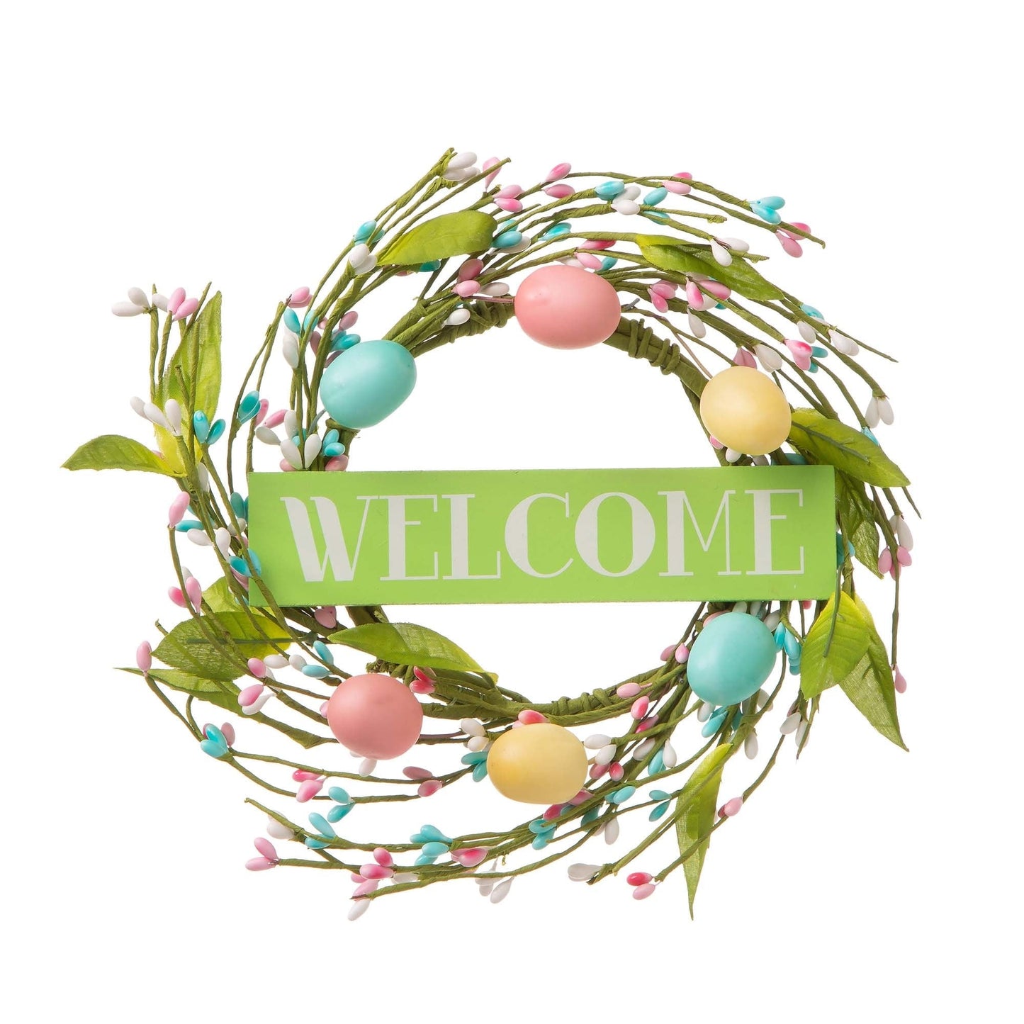 Glitzhome 30H Easter Wooden Bunny Family Standing Porch Sign Decor with Wreath