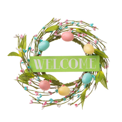 Glitzhome 30H Easter Wooden Bunny Family Standing Porch Sign Decor with Wreath