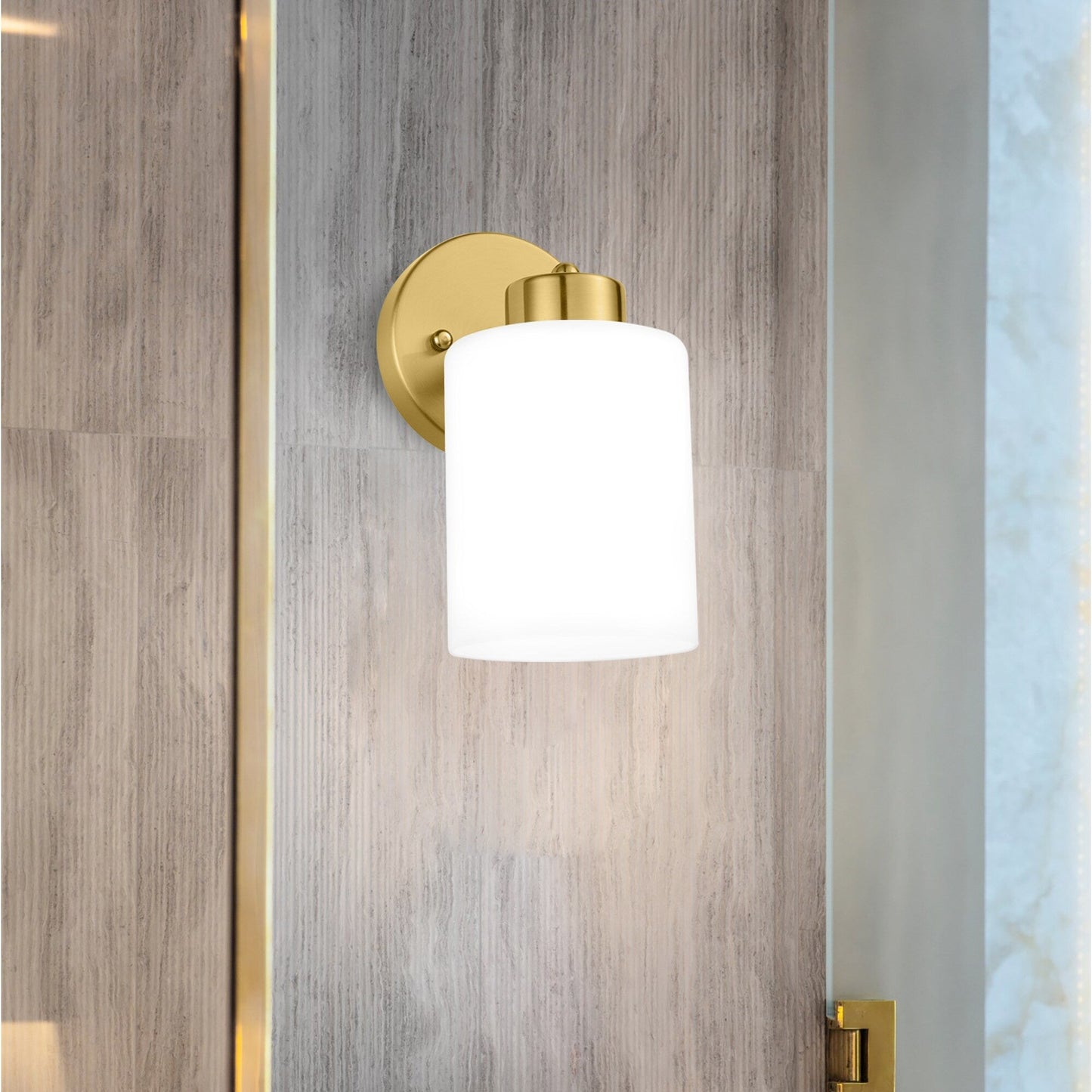 Gold Wall Sconce Set of 2, Bathroom Vanity Light Fixture with Cylinder Lamp Shade, Chrome/ Brushed Nickel/ Oil-Rubbed Bronze