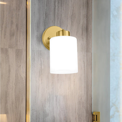 Gold Wall Sconce Set of 2, Bathroom Vanity Light Fixture with Cylinder Lamp Shade, Chrome/ Brushed Nickel/ Oil-Rubbed Bronze