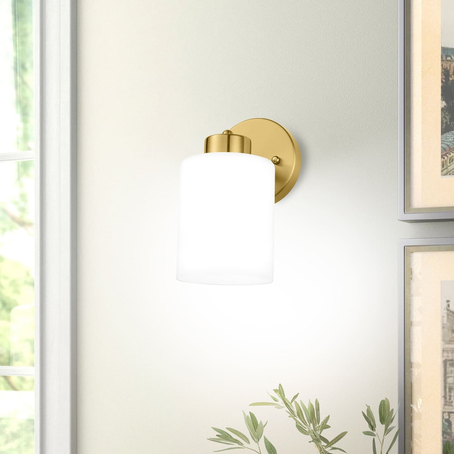 Gold Wall Sconce Set of 2, Bathroom Vanity Light Fixture with Cylinder Lamp Shade, Chrome/ Brushed Nickel/ Oil-Rubbed Bronze