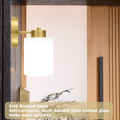 Gold Wall Sconce Set of 2, Bathroom Vanity Light Fixture with Cylinder Lamp Shade, Chrome/ Brushed Nickel/ Oil-Rubbed Bronze