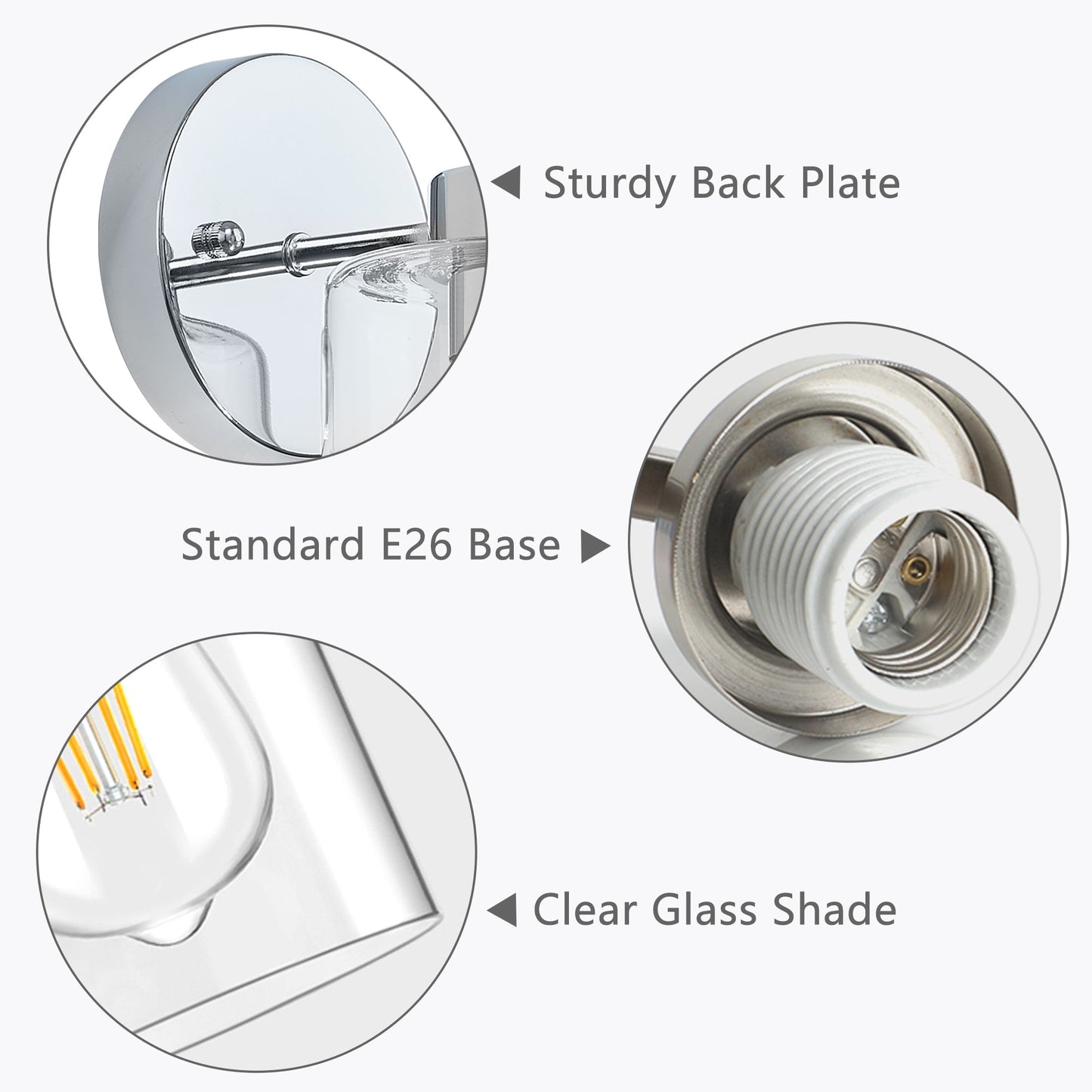 Gold Wall Sconce Set of 2, Bathroom Vanity Light Fixture with Cylinder Lamp Shade, Chrome/ Brushed Nickel/ Oil-Rubbed Bronze