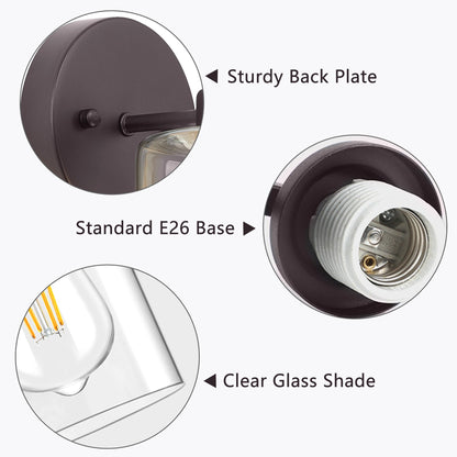 Gold Wall Sconce Set of 2, Bathroom Vanity Light Fixture with Cylinder Lamp Shade, Chrome/ Brushed Nickel/ Oil-Rubbed Bronze