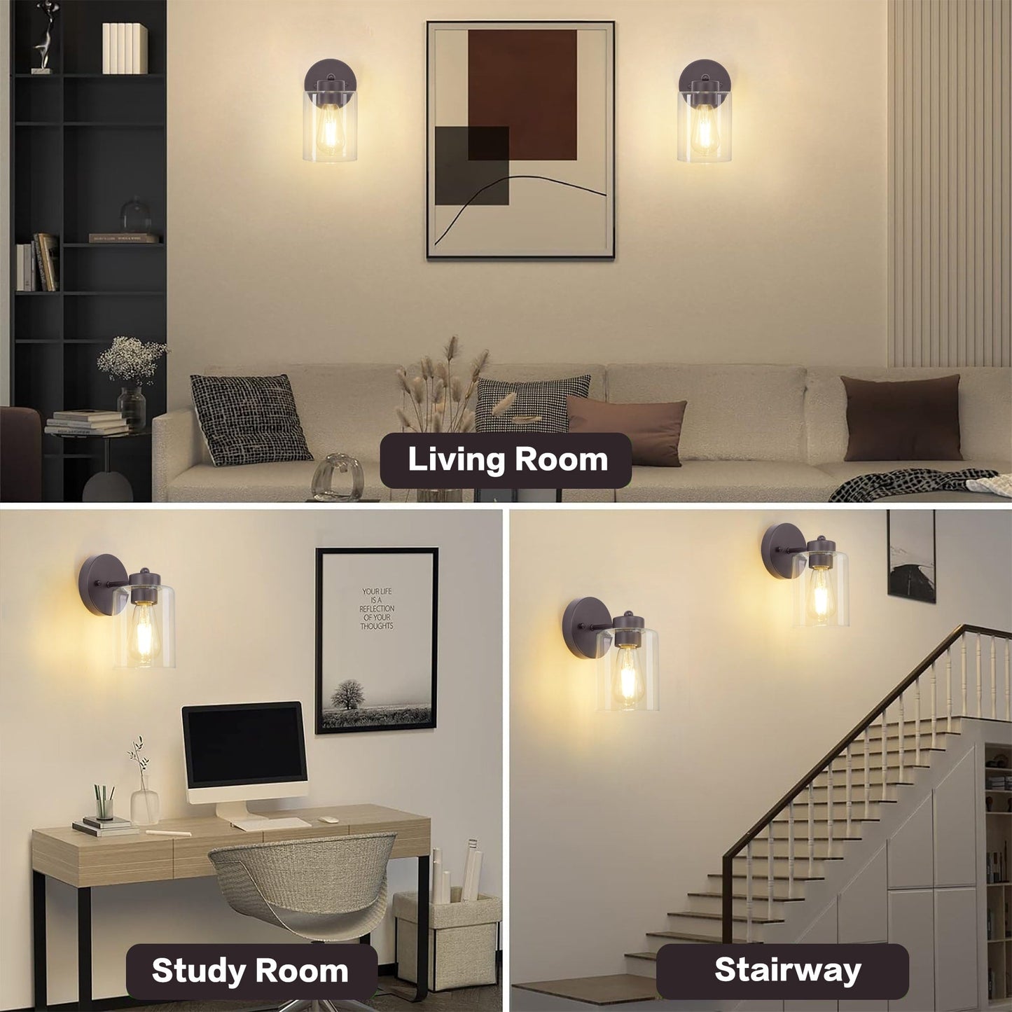 Gold Wall Sconce Set of 2, Bathroom Vanity Light Fixture with Cylinder Lamp Shade, Chrome/ Brushed Nickel/ Oil-Rubbed Bronze