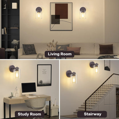 Gold Wall Sconce Set of 2, Bathroom Vanity Light Fixture with Cylinder Lamp Shade, Chrome/ Brushed Nickel/ Oil-Rubbed Bronze