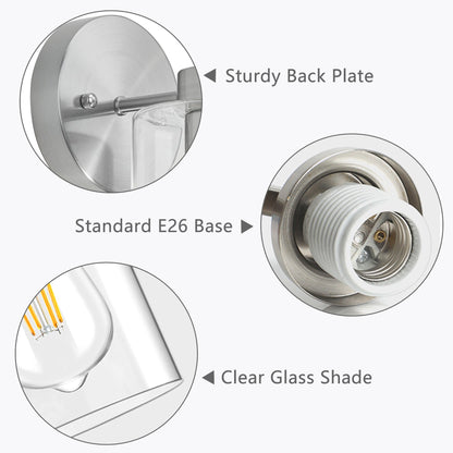 Gold Wall Sconce Set of 2, Bathroom Vanity Light Fixture with Cylinder Lamp Shade, Chrome/ Brushed Nickel/ Oil-Rubbed Bronze