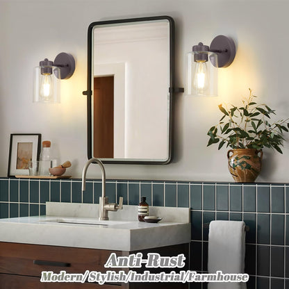 Gold Wall Sconce Set of 2, Bathroom Vanity Light Fixture with Cylinder Lamp Shade, Chrome/ Brushed Nickel/ Oil-Rubbed Bronze