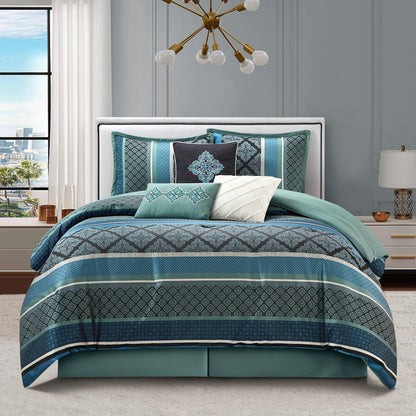 Nanshing Jensen 7 Piece Jacquard Geometric Comforter Set