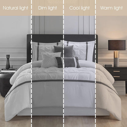 Nanshing Regala 7 Piece Minimalist Pinch Pleat Comforter Set