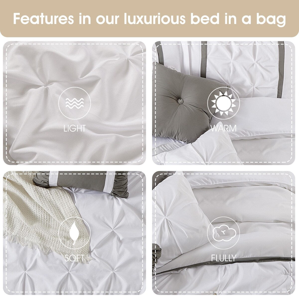 Nanshing Regala 7 Piece Minimalist Pinch Pleat Comforter Set