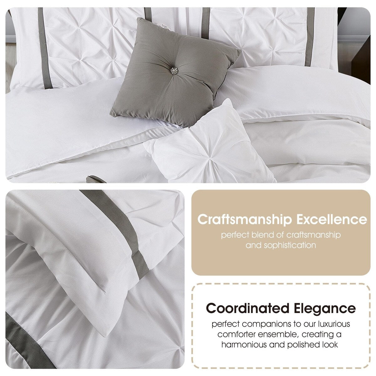 Nanshing Regala 7 Piece Minimalist Pinch Pleat Comforter Set