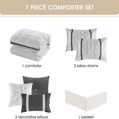 Nanshing Regala 7 Piece Minimalist Pinch Pleat Comforter Set