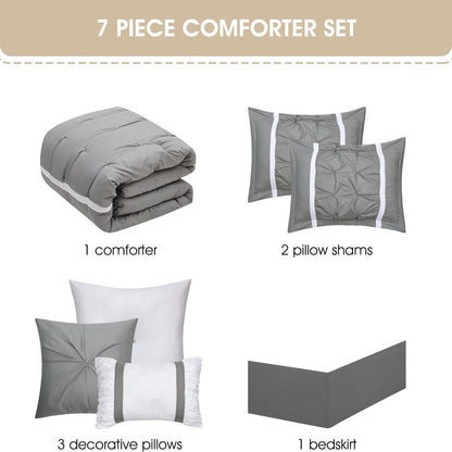 Nanshing Regala 7 Piece Minimalist Pinch Pleat Comforter Set