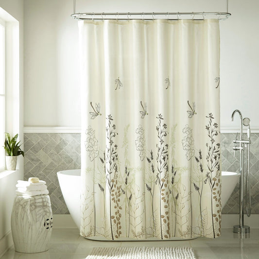Nanshing Senna Microfiber Print Botanical Single Shower Curtain