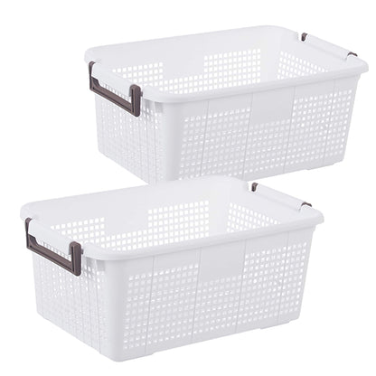 HANAMYA Stackable Storage Basket Organizer with Handle | Storage Bin, Set of 4