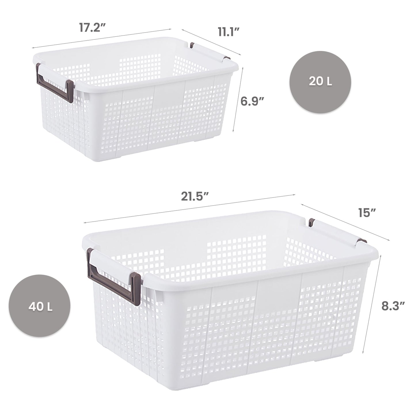 HANAMYA Stackable Storage Basket Organizer with Handle | Storage Bin, Set of 4