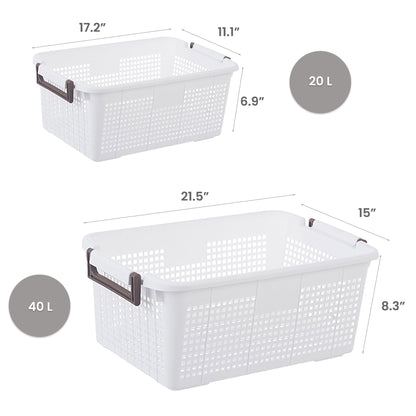 HANAMYA Stackable Storage Basket Organizer with Handle | Storage Bin, Set of 4