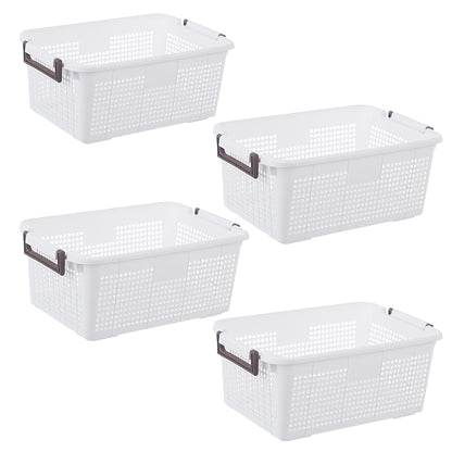 HANAMYA Stackable Storage Basket Organizer with Handle | Storage Bin, Set of 4