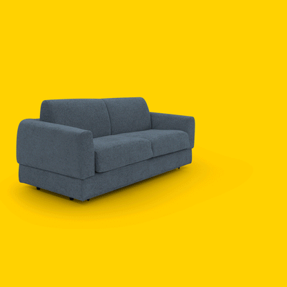 Happy Divano letto matrimoniale con materasso h18 cm in tessuto impermeabile T10 blu 