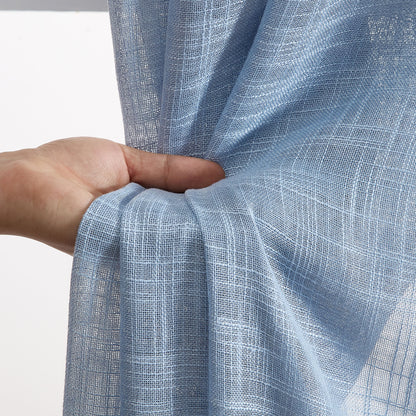 HLC.me Abbey Faux Linen Textured Semi Sheer Privacy Light Filtering Transparent Window Grommet Curtain Panels, Pair