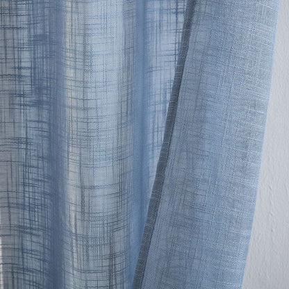 HLC.me Abbey Faux Linen Textured Semi Sheer Privacy Light Filtering Transparent Window Grommet Curtain Panels, Pair