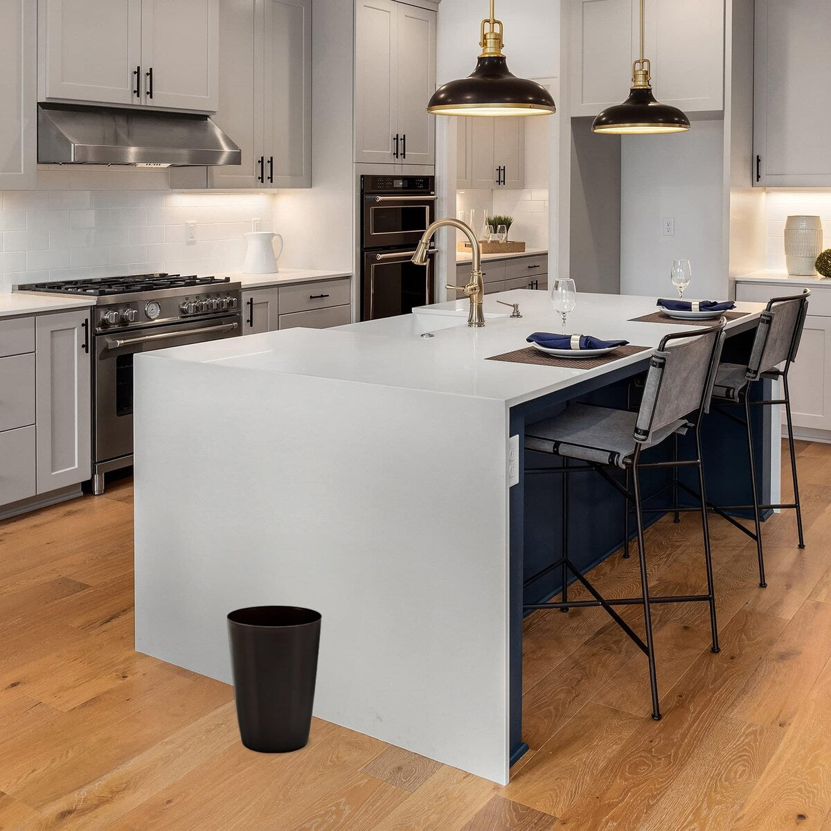 HOLD N’ STORAGE - Set of 2 Small Trash Can with Open Top for Compact and Tight Spaces – 1.58 Gallon Capacity