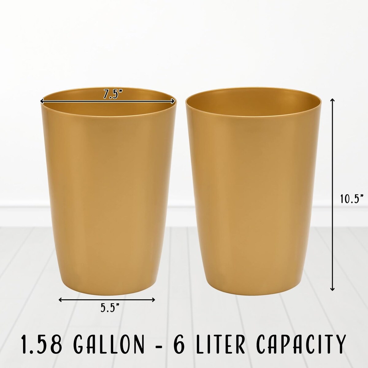 HOLD N’ STORAGE - Set of 2 Small Trash Can with Open Top for Compact and Tight Spaces – 1.58 Gallon Capacity