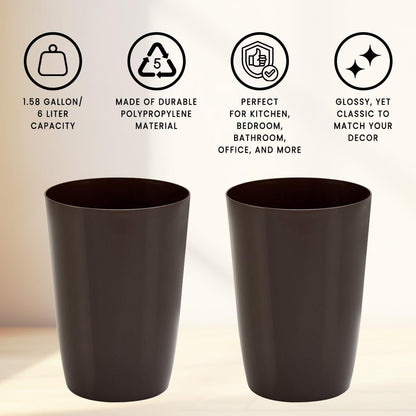 HOLD N’ STORAGE - Set of 2 Small Trash Can with Open Top for Compact and Tight Spaces – 1.58 Gallon Capacity