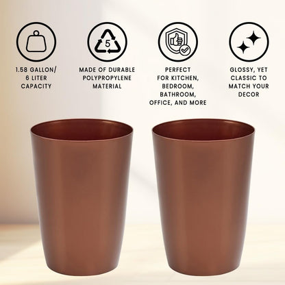 HOLD N’ STORAGE - Set of 2 Small Trash Can with Open Top for Compact and Tight Spaces – 1.58 Gallon Capacity