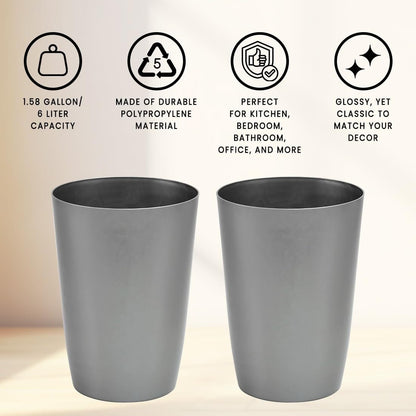 HOLD N’ STORAGE - Set of 2 Small Trash Can with Open Top for Compact and Tight Spaces – 1.58 Gallon Capacity