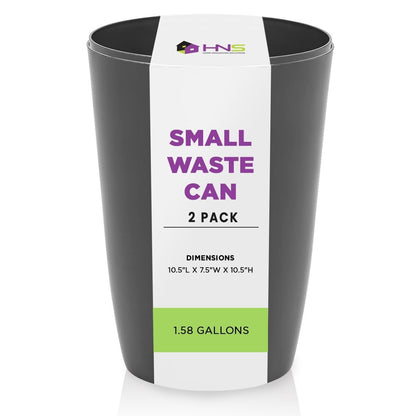 HOLD N’ STORAGE - Set of 2 Small Trash Can with Open Top for Compact and Tight Spaces – 1.58 Gallon Capacity