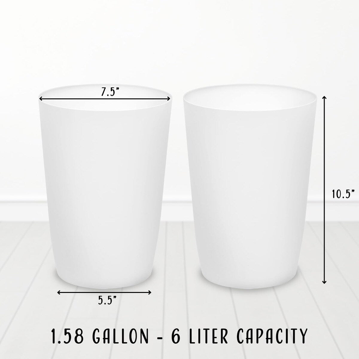 HOLD N’ STORAGE - Set of 2 Small Trash Can with Open Top for Compact and Tight Spaces – 1.58 Gallon Capacity