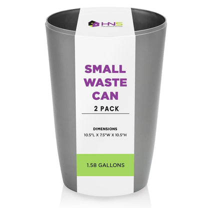 HOLD N’ STORAGE - Set of 2 Small Trash Can with Open Top for Compact and Tight Spaces – 1.58 Gallon Capacity