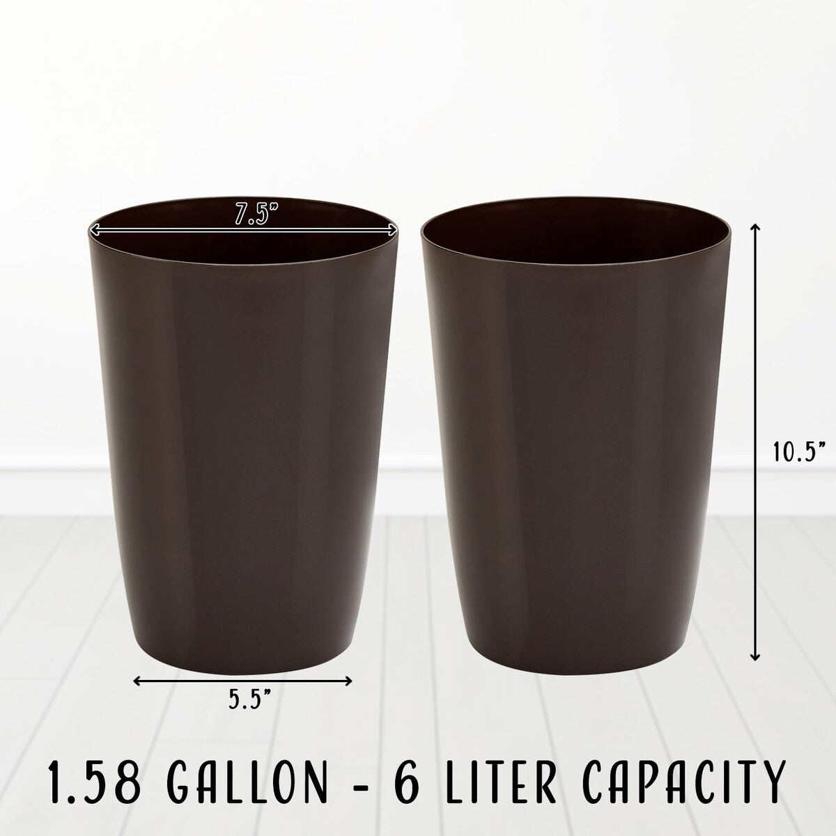 HOLD N’ STORAGE - Set of 2 Small Trash Can with Open Top for Compact and Tight Spaces – 1.58 Gallon Capacity
