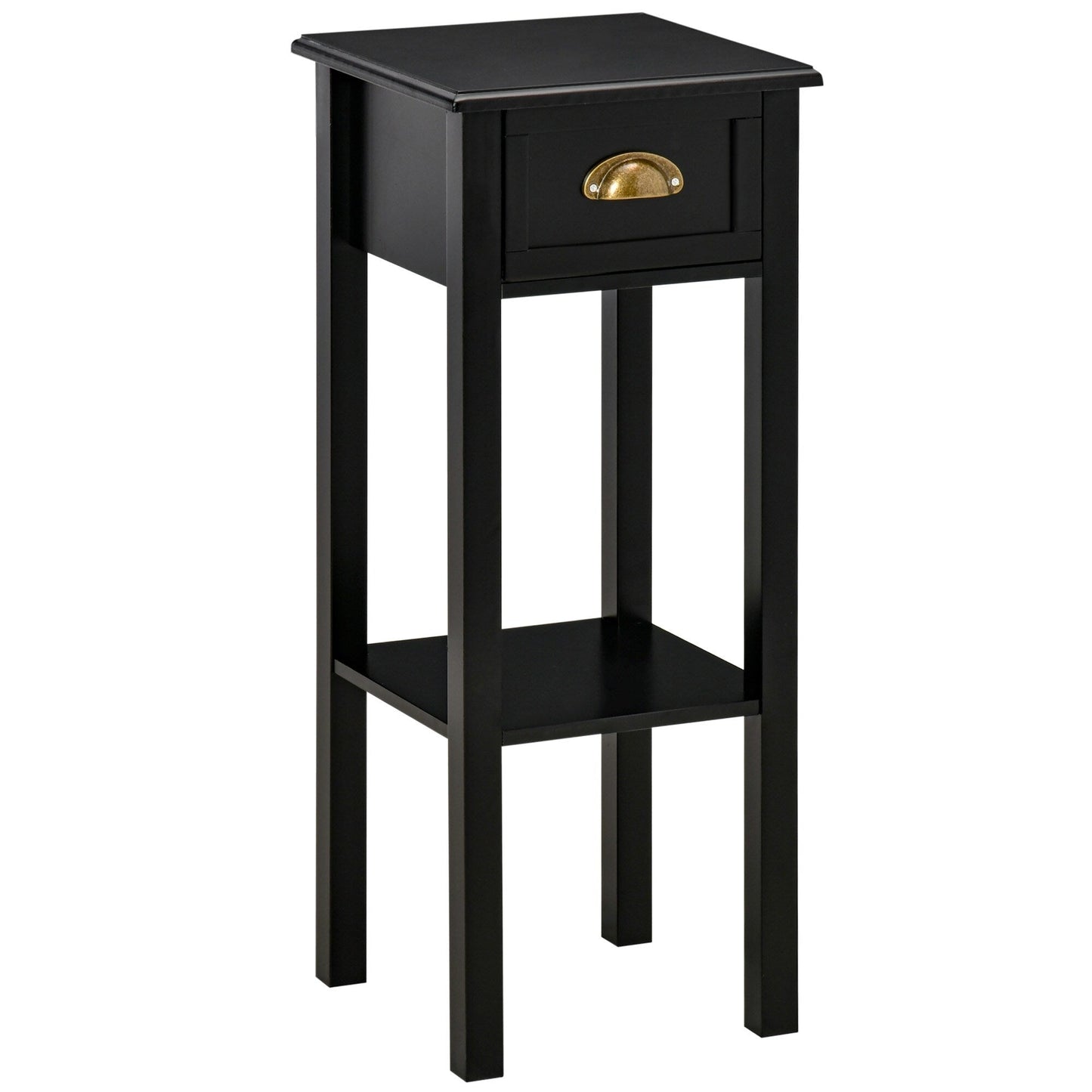 HOMCOM 2-Tier Night Stand with Drawer, Narrow End Table with Bottom Shelf, for Living Room or Bedroom