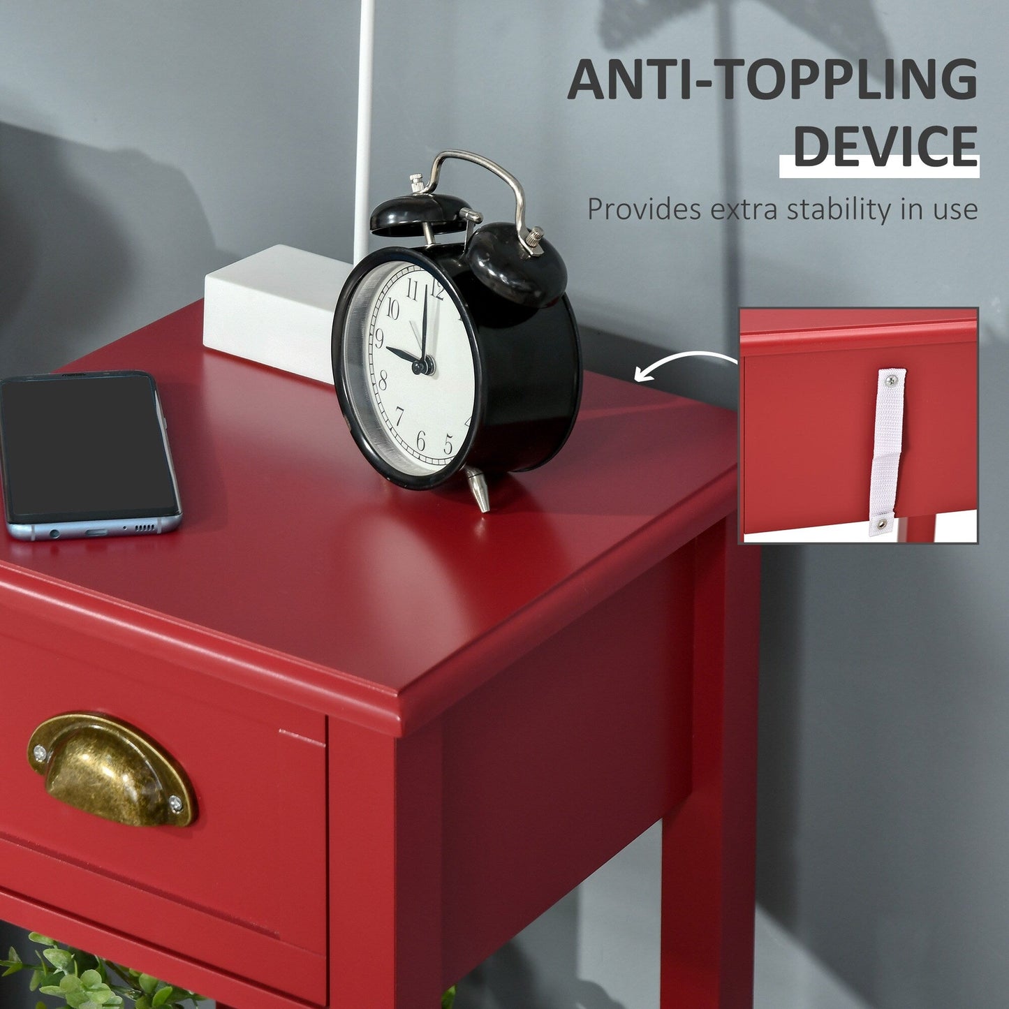 HOMCOM 2-Tier Night Stand with Drawer, Narrow End Table with Bottom Shelf, for Living Room or Bedroom