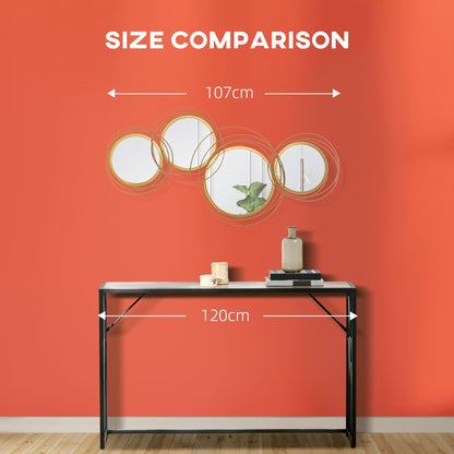 HOMCOM Metal Wall Art Modern Mirror Decor Home Hanging Wall Sculptures for Living Room Bedroom Dining Room, Gold